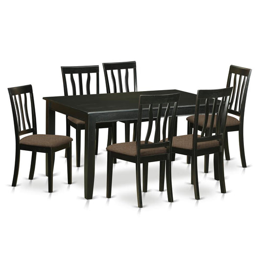Duan7-Blk-C 7 Pc Dinette Set For 6-Table And 6 Dinette Chairs By East West Furniture | Dining Sets | Modishstore