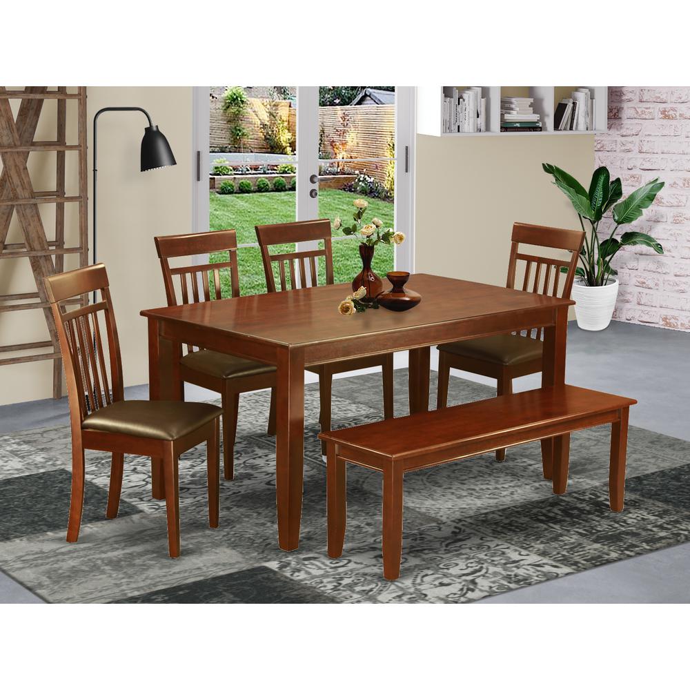 6 Pc Kitchen Table Set With Bench-Kitchen Table And 4 Dinette Chair And Bench By East West Furniture | Dining Sets | Modishstore