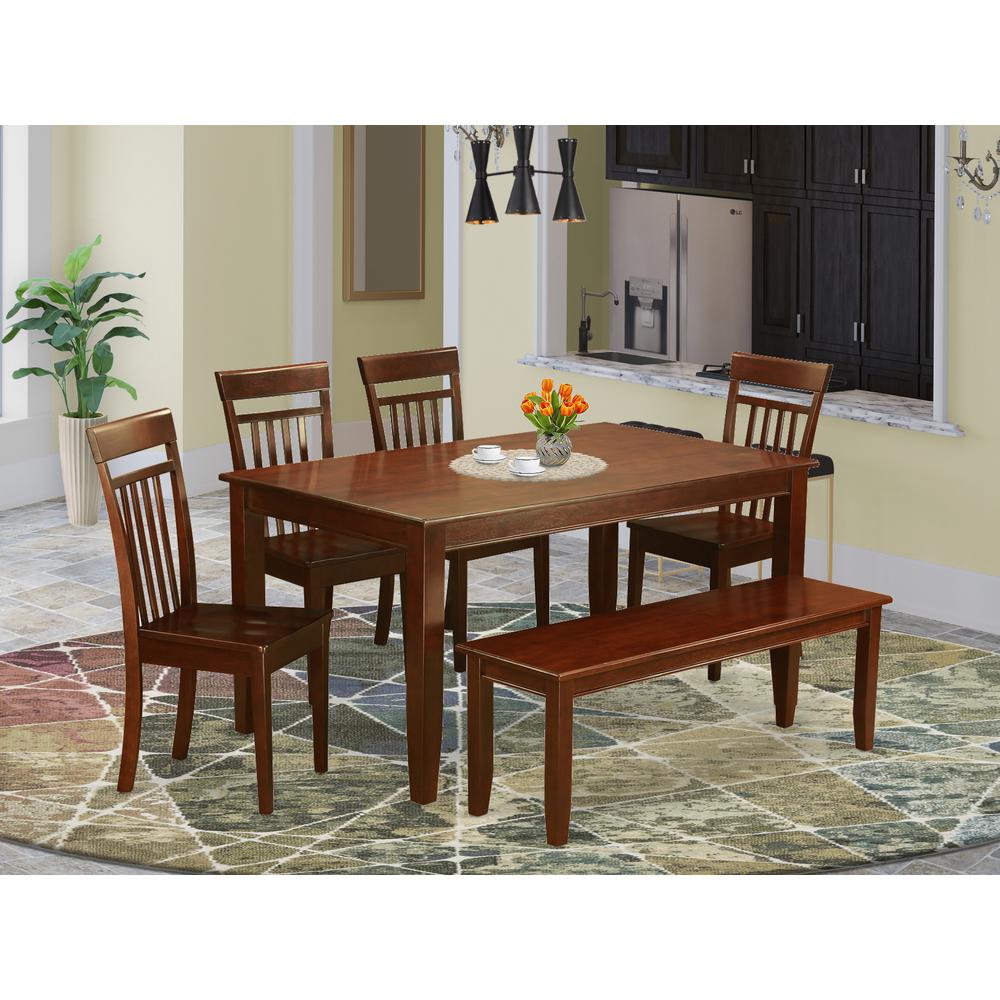 6 Pc Dining Room Set With Bench-Dinette Table And 4 Chairs And Bench By East West Furniture | Dining Sets | Modishstore
