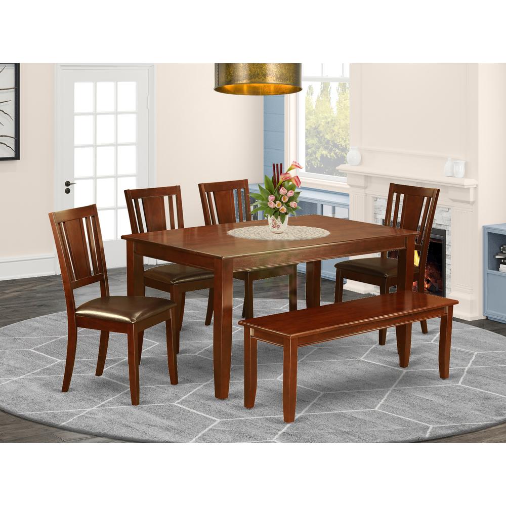 6 Pc Kitchen Table With Bench-Table And 4 Chairs For Dining Room And Bench By East West Furniture | Dining Sets | Modishstore