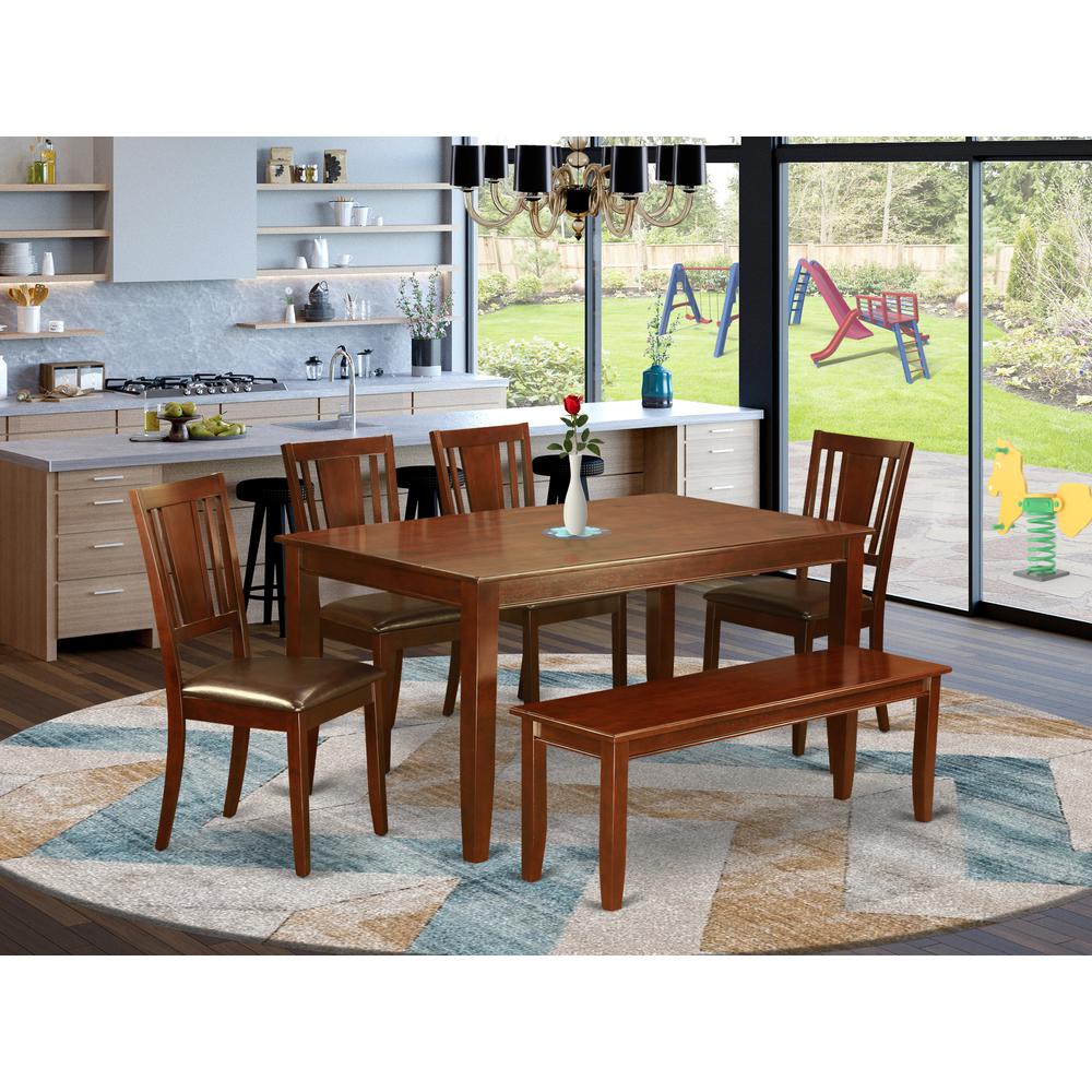 6 Pc Dining Room Set-With Bench Kitchen Table Set -Table And 4 Dining Chairs And Bench By East West Furniture | Dining Sets | Modishstore
