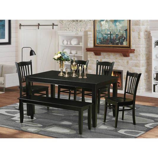 6-Pc Dining Room Set- Kitchen Table And 4 Kitchen Dining Chairs And Bench By East West Furniture | Dining Sets | Modishstore