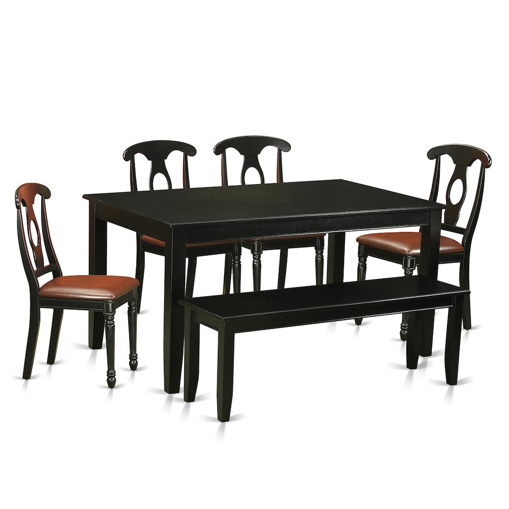 6 Pc Kitchen Table Set - Table And 4 Kitchen Chairs Coupled With Bench By East West Furniture | Dining Sets | Modishstore
