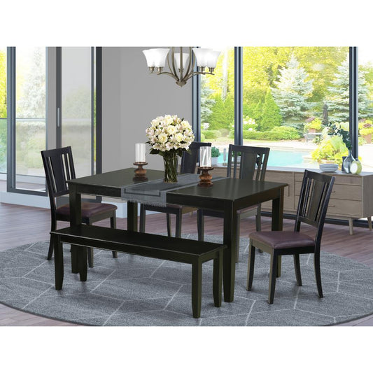 6 Pc Kitchen Table With Bench-Dining Table And 4 Kitchen Chairs And Bench By East West Furniture | Dining Sets | Modishstore
