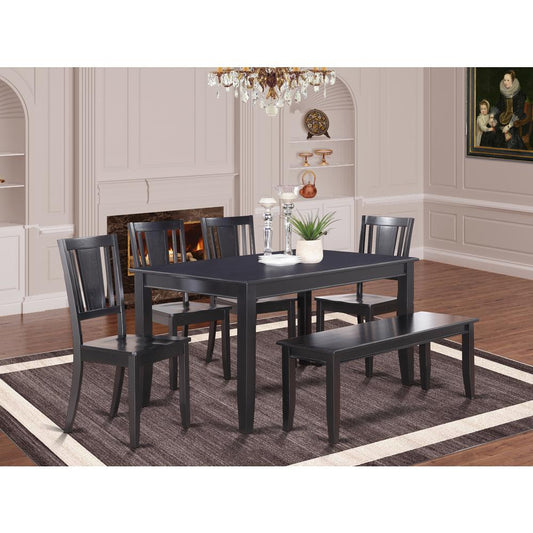 6 Pc Dining Table With Bench-Dining Table And 4 Dining Chairs And Bench By East West Furniture | Dining Sets | Modishstore