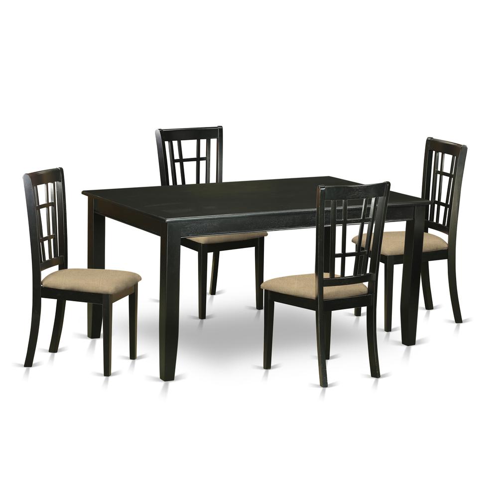 Duni5-Blk-C 5 Pc Dinette Set - Kitchen Dinette Table And 4 Kitchen Dining Chairs By East West Furniture | Dining Sets | Modishstore