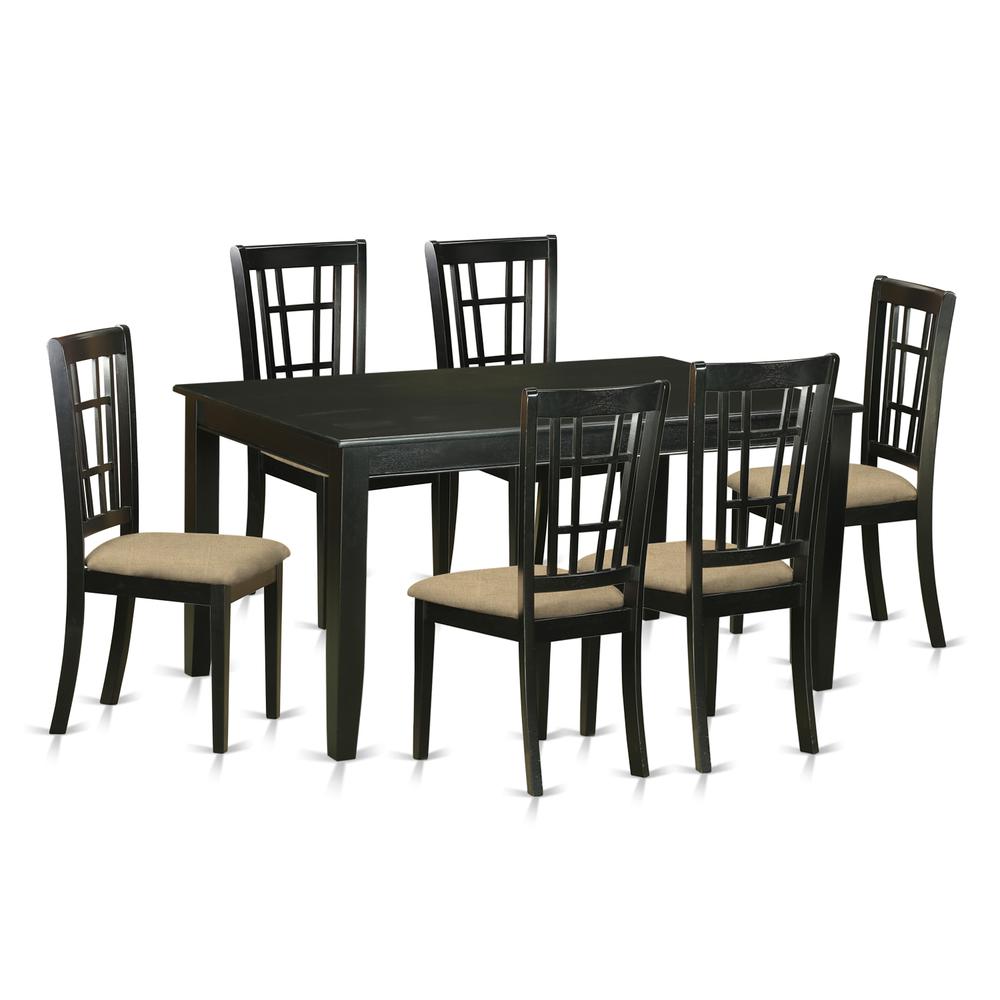 Duni7-Blk-C 7 Pc Dining Room Set -Kitchen Table And 6 Dining Chairs By East West Furniture | Dining Sets | Modishstore