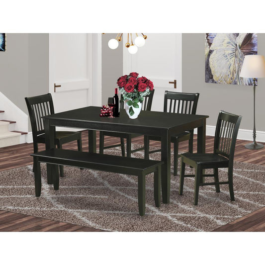 6 Pc Dining Room Set- Dining Table And 4 Dining Chairs And Also Bench By East West Furniture | Dining Sets | Modishstore