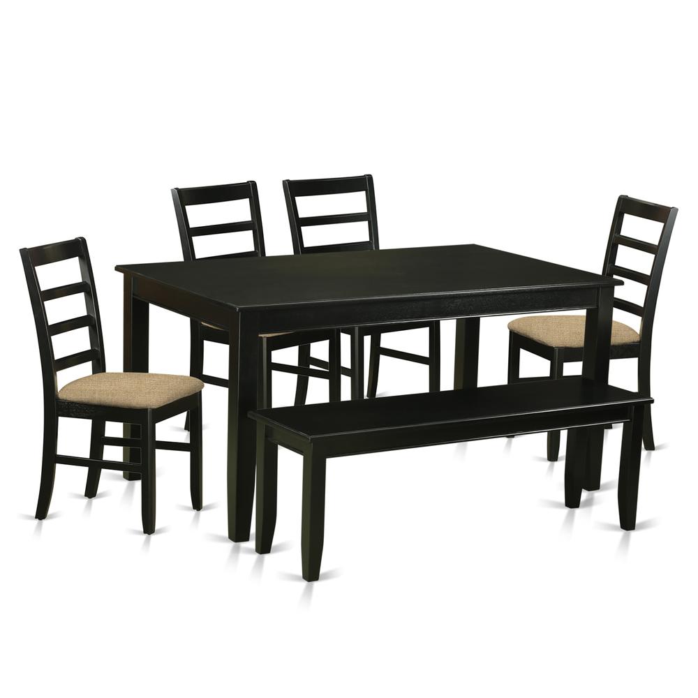 Dupf6-Blk-C 6 Pc Dining Room Set - Dining Table And 4 Dining Chairs And Also Bench By East West Furniture | Dining Sets | Modishstore
