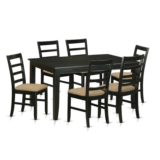 Dupf7-Blk-C 7 Pc Dinette Table Set For 6-Kitchen Table And 6 Dining Chairs By East West Furniture | Dining Sets | Modishstore