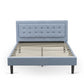 Platform Queen Size Bed - Denim Blue Linen Fabric Upholestered Bed Headboard By East West Furniture | Beds | Modishstore - 2