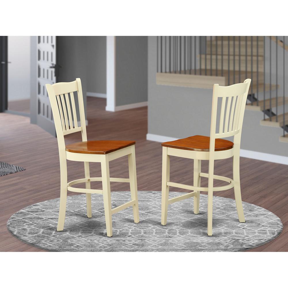 Groton Counter Stools With Wood Seat In Oak Finish, Set Of 2 By East West Furniture | Dining Chairs | Modishstore - 4