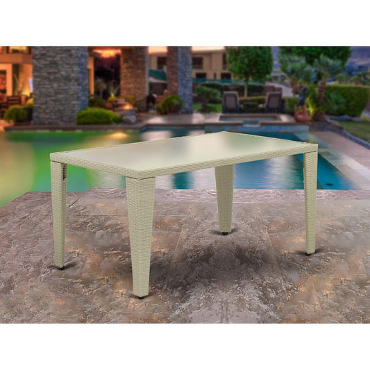 Wicker Patio Table Natural Linen GULTG03 By East West Furniture | Outdoor Tables | Modishstore - 2