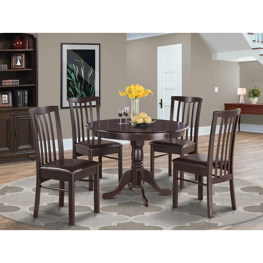 5 Pc Small Kitchen Table And Chairs Set Table Round Table And 4 Dining Chairs By East West Furniture | Dining Sets | Modishstore
