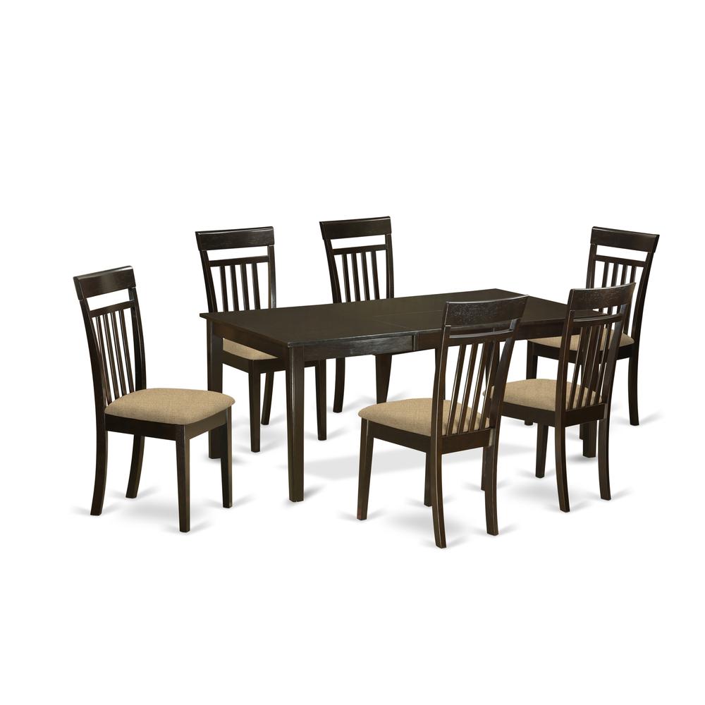 Heca7-Cap-C 7 Pc Formal Dining Room Set-Dinette Table Featuring Leaf And 6 Dining Chairs. By East West Furniture | Dining Sets | Modishstore