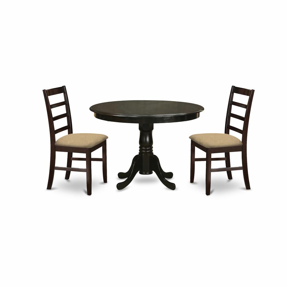 Hlan3-Cap-C 3 Pc Kitchen Nook Dining Set-Round Kitchen Table And 2 Slatted Back Kitchen Chairs. By East West Furniture | Dining Sets | Modishstore
