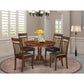5 Pc Set With A Round Table And 4 Leather Dinette Chairs In Mahogany By East West Furniture | Dining Sets | Modishstore
