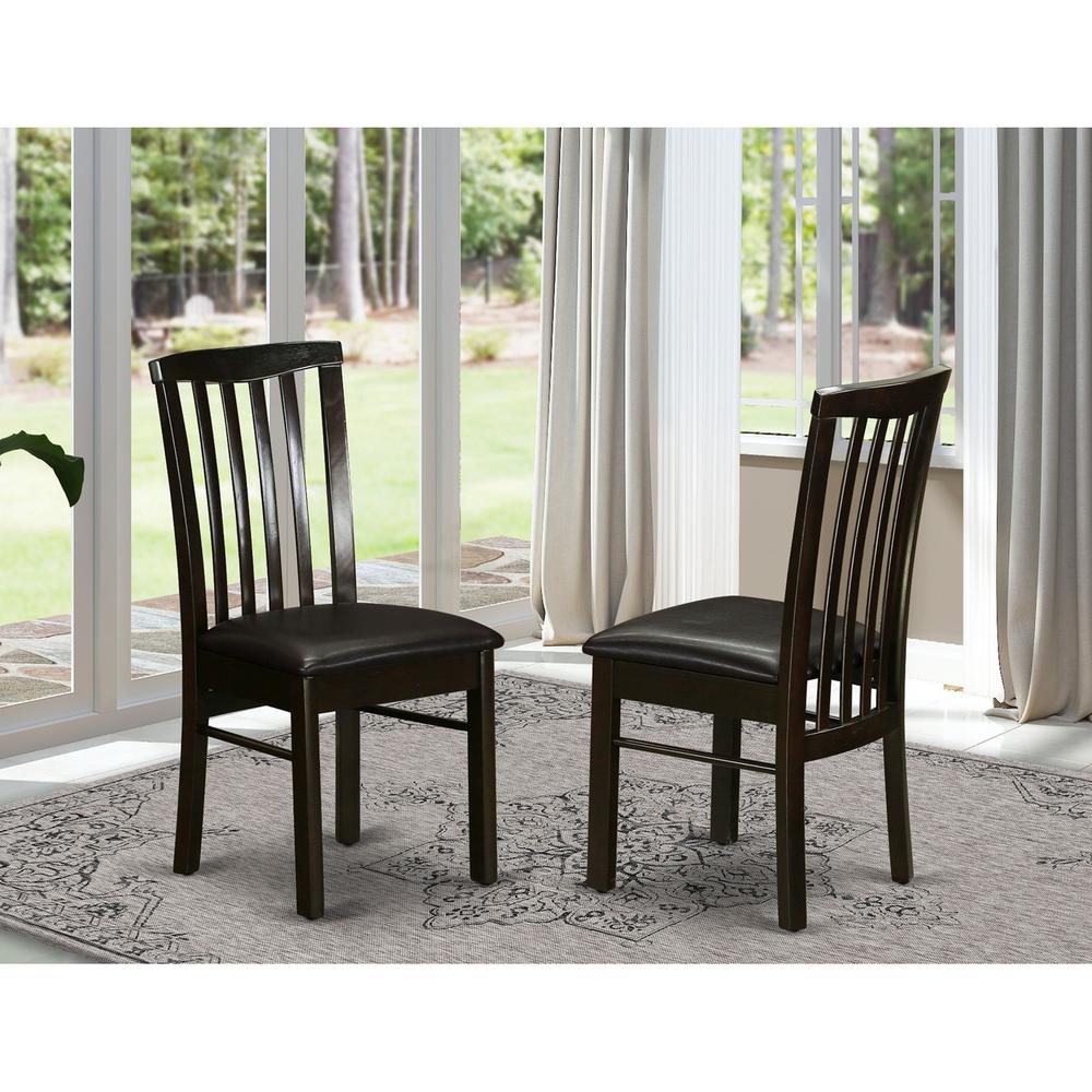 Hartland Dining Chair With Faux Leather Seat In Cappuccino Finish, Set Of 2 By East West Furniture | Dining Chairs | Modishstore