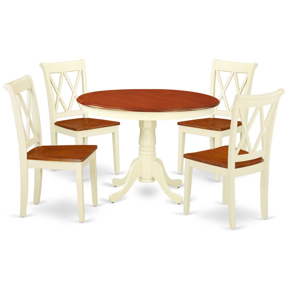 Dining Room Set Buttermilk & Cherry HLCL5-BMK-W By East West Furniture | Dining Sets | Modishstore - 2
