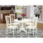 5 Pc Set With A Round Dinette Table And 4 Wood Dinette Chairs In Linen White By East West Furniture - Hldo5-Lwh-W | Dining Sets | Modishstore