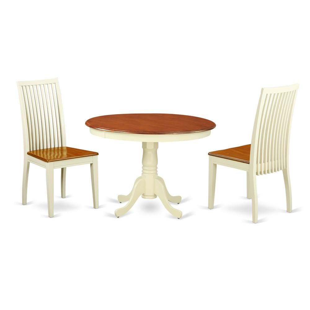 Dining Room Set Buttermilk & Cherry HLIP3-BMK-W By East West Furniture | Dining Sets | Modishstore - 2