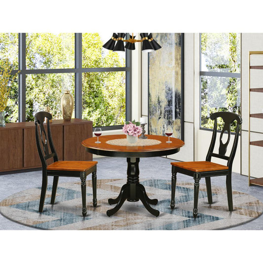 3 Pc Set With A Round Small Table And 2 Wood Dinette In Black And Cherry . By East West Furniture | Dining Sets | Modishstore