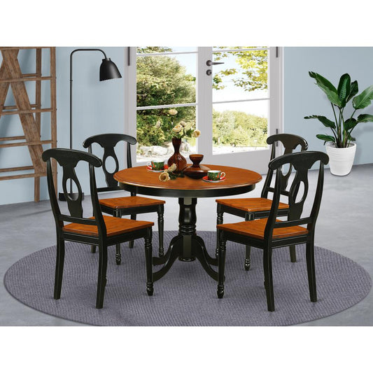 5 Pc Set With A Round Dinette Table And 4 Leather Kitchen Chairs In Black And Cherry . By East West Furniture | Dining Sets | Modishstore