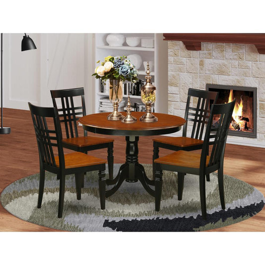 5 Pc Set With A Dining Table And 4 Dinette Chairs In Black And Cherry By East West Furniture | Dining Sets | Modishstore