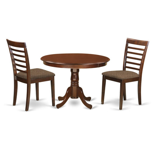3 Pc Set With A Kitchen Table And 2 Linen Seat Dinette Kitchen Chairs In Mahogany By East West Furniture | Dining Sets | Modishstore