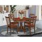 5 Pc Set With A Round Dinette Table And 4 Leather Kitchen Chairs In Mahogany By East West Furniture - Hlml5-Mah-W | Dining Sets | Modishstore