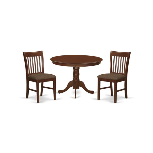 3 Pc Set With A Kitchen Table And 2 Dinette Chairs In Mahogany By East West Furniture | Dining Sets | Modishstore