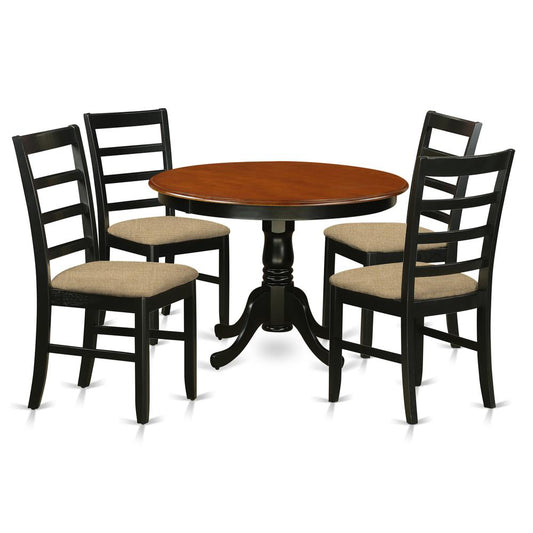5 Pc Set With A Kitchen Table And 4 Linen Dinette Chairs In Black And Cherry By East West Furniture | Dining Sets | Modishstore