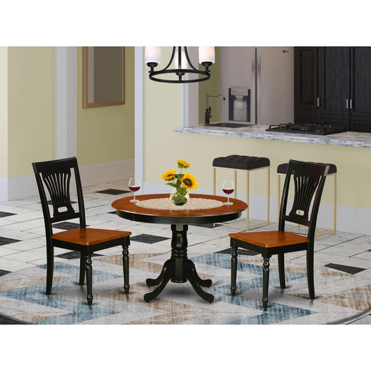 3 Pc Set With A Round Dinette Table And 2 Wood Kitchen Chairs In Black And Cherry . By East West Furniture | Dining Sets | Modishstore