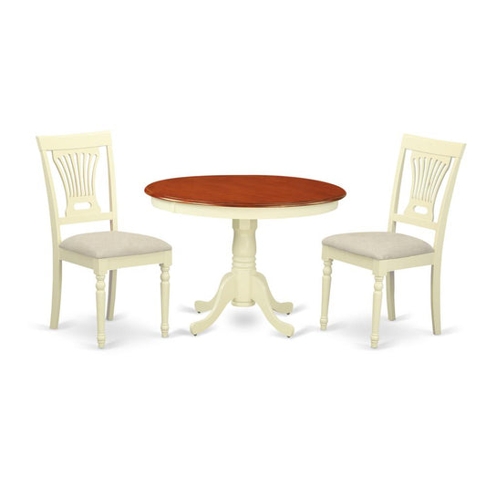3 Pc Set With A Dining Table And 2Seat Dinette Kitchen Chairs In Buttermilk And Cherry . By East West Furniture | Dining Sets | Modishstore