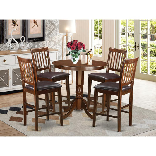 5 Pc Pub Table Set - High Table And 4 Bar Stools With Backs. By East West Furniture | Bar Stools & Table | Modishstore