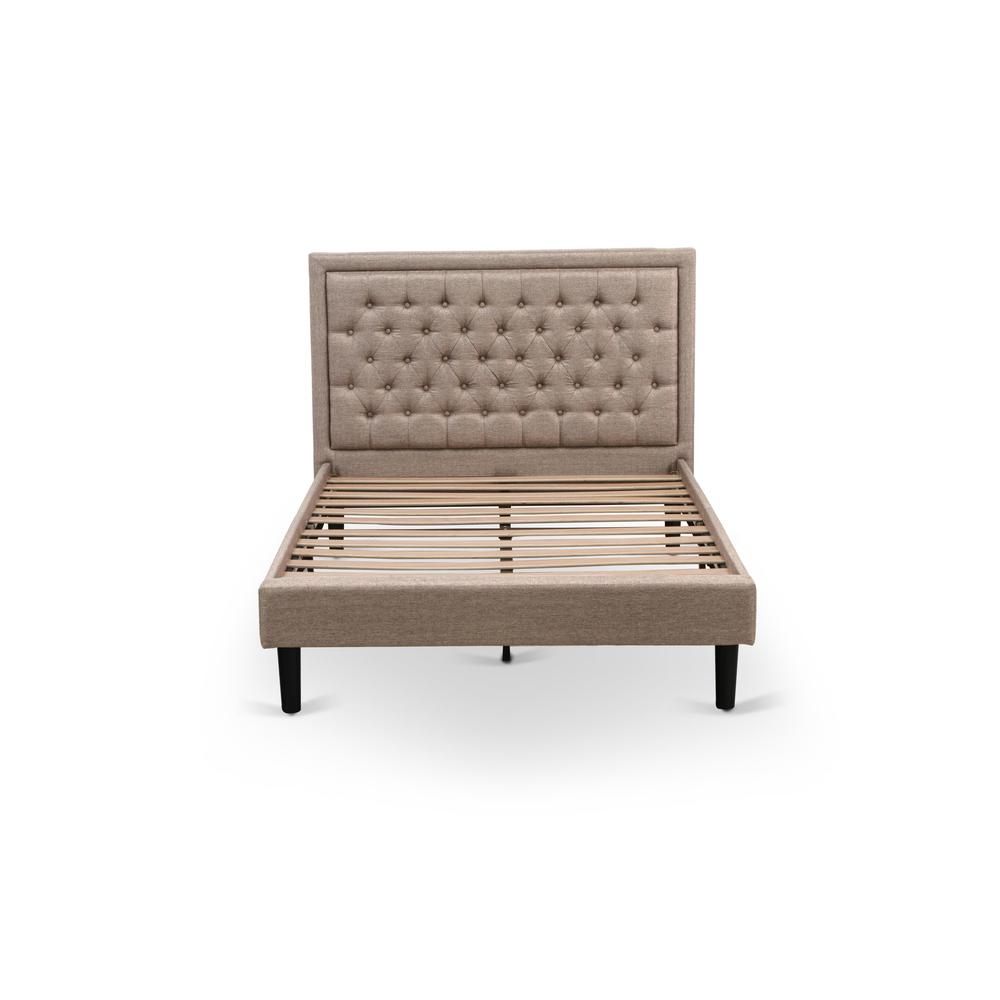 Platform Full Size Bed - Dark Khaki Linen Fabric Upholestered Bed Headboard By East West Furniture | Beds | Modishstore - 2