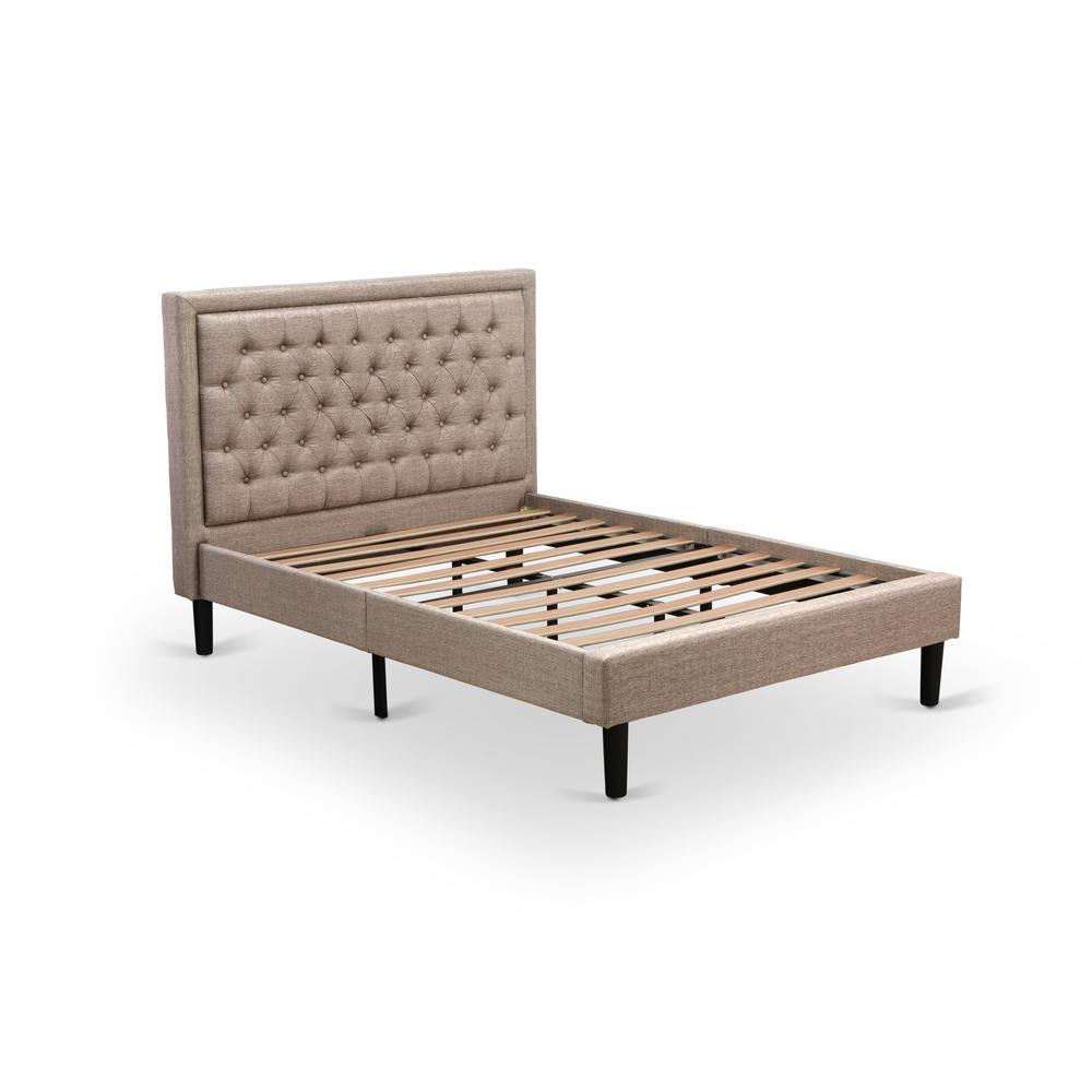 Platform Full Size Bed - Dark Khaki Linen Fabric Upholestered Bed Headboard By East West Furniture | Beds | Modishstore - 3