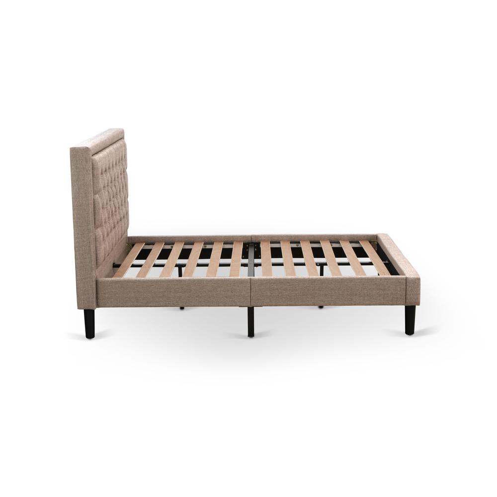 Platform Full Size Bed - Dark Khaki Linen Fabric Upholestered Bed Headboard By East West Furniture | Beds | Modishstore - 4