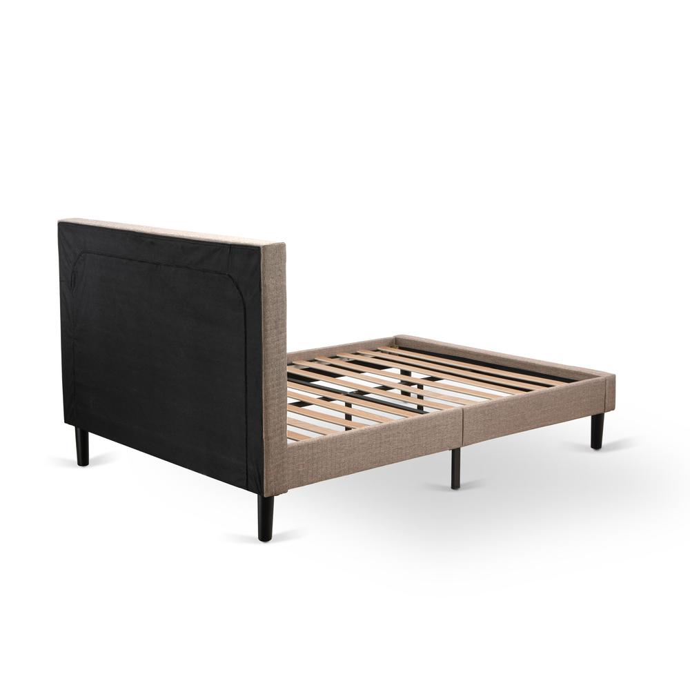 Platform Full Size Bed - Dark Khaki Linen Fabric Upholestered Bed Headboard By East West Furniture | Beds | Modishstore - 5