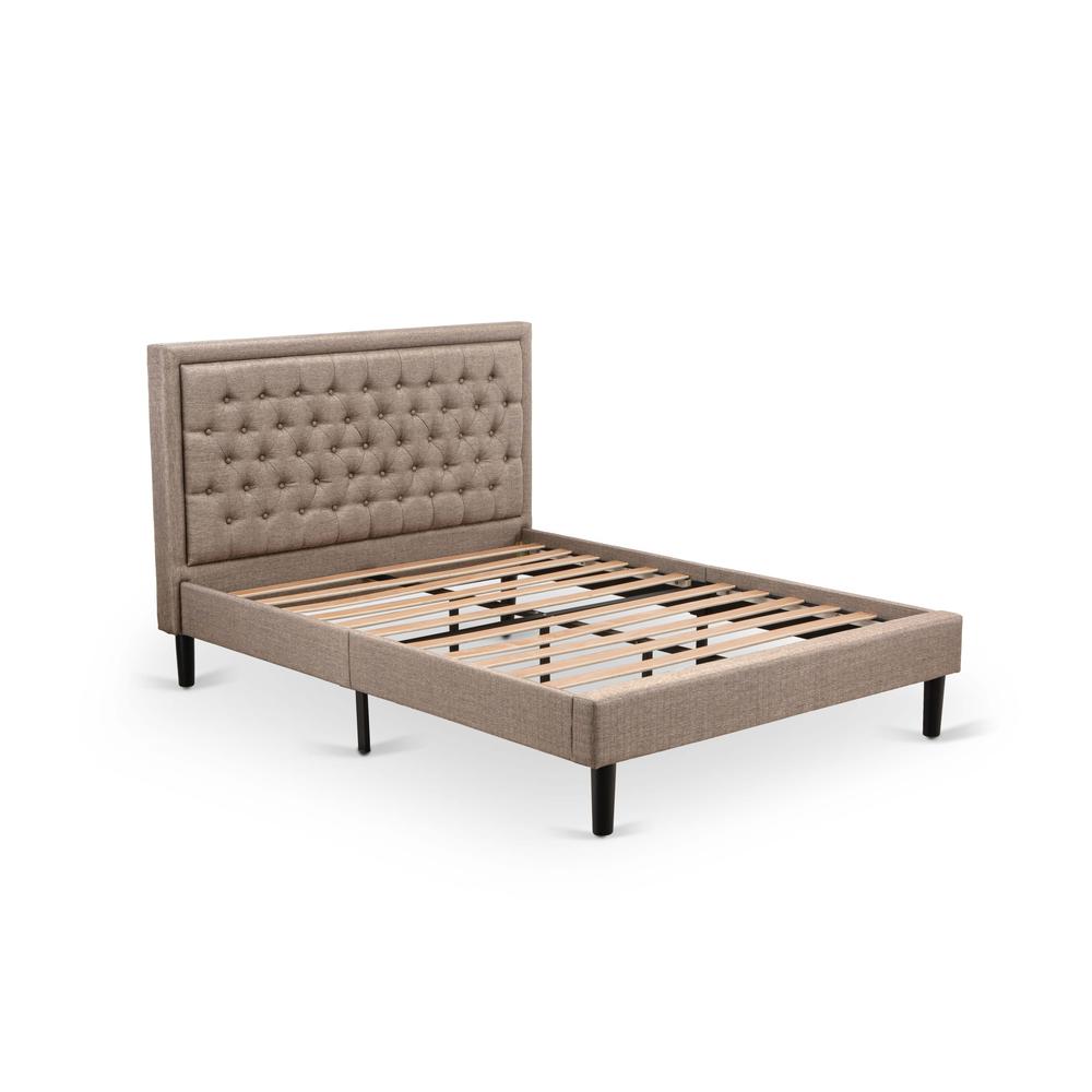 Platform Queen Size Bed - Dark Khaki Linen Fabric Upholestered Bed Headboard By East West Furniture | Beds | Modishstore - 3