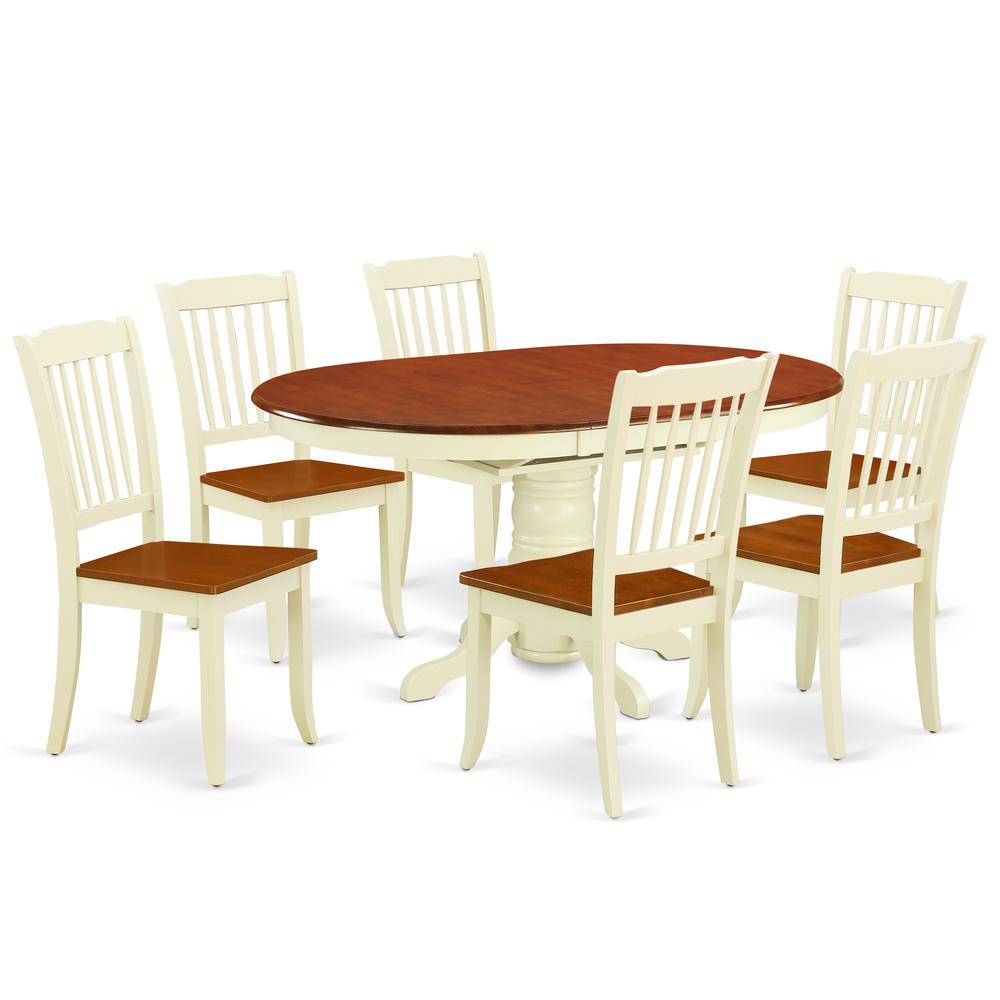 Dining Room Set Buttermilk & Cherry KEDA7-BMK-W By East West Furniture | Dining Sets | Modishstore - 2