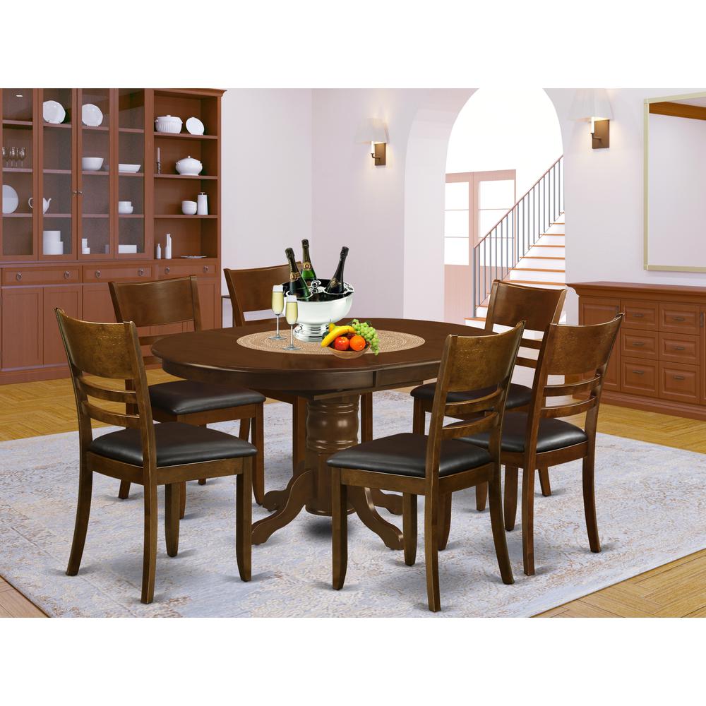 7 Pc Set Kenley With A Leaf And 6Padded Leather Kitchen Chairs In Espresso . By East West Furniture | Dining Sets | Modishstore