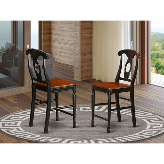 Kenley Counter Height Stools With Wood Seat In Black And Cherry Finish, Set Of 2 By East West Furniture | Dining Chairs | Modishstore