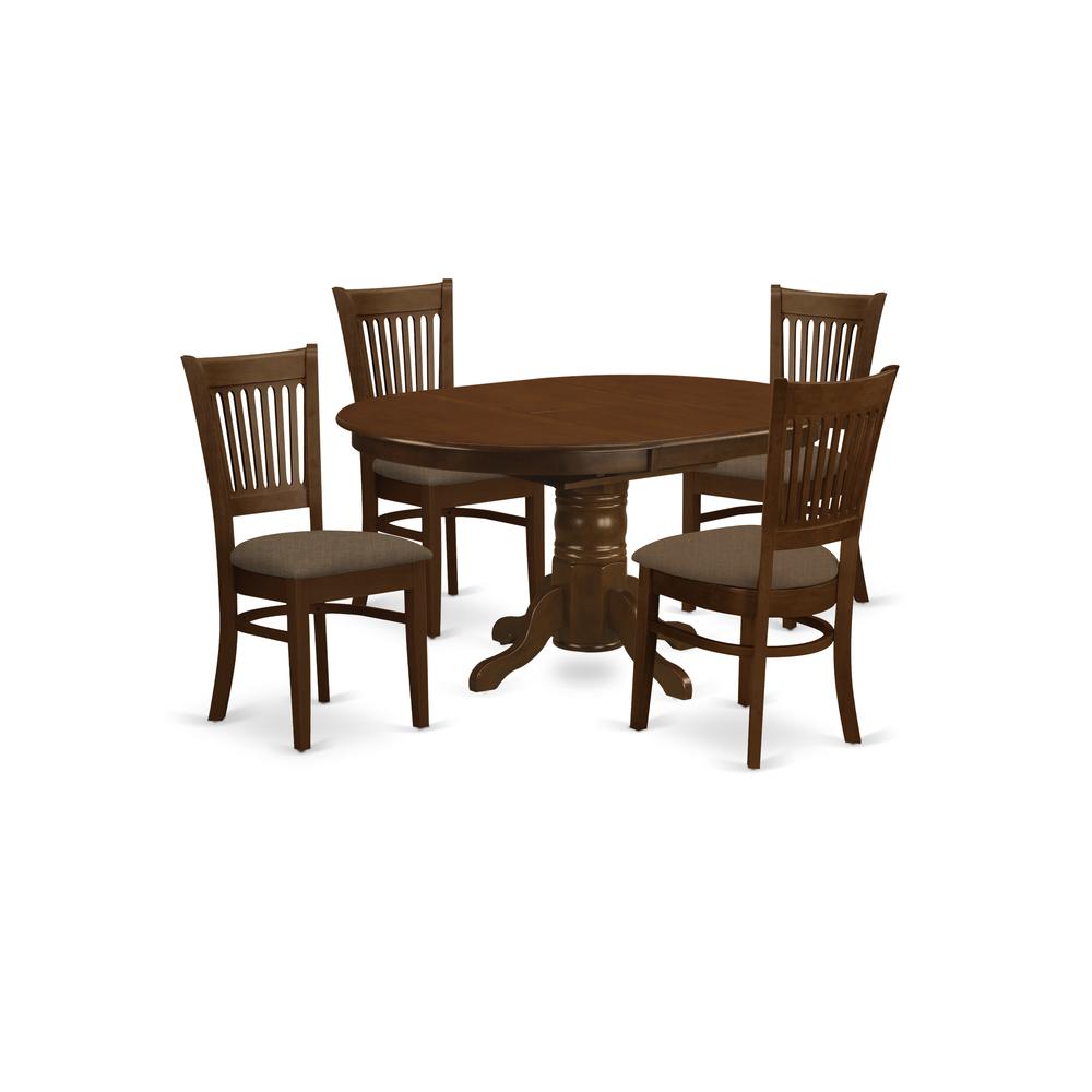 Keva5-Esp-C 5 Pc Set Kenley Kitchen Table With A Leaf And 4 Fabric Seat Chairs By East West Furniture | Dining Sets | Modishstore