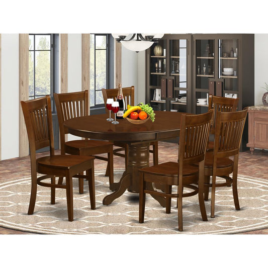 7 Pc Set Kenley Dinette Table With A Leaf And 6 Hard Wood Seat Chairs In Espresso . By East West Furniture | Dining Sets | Modishstore