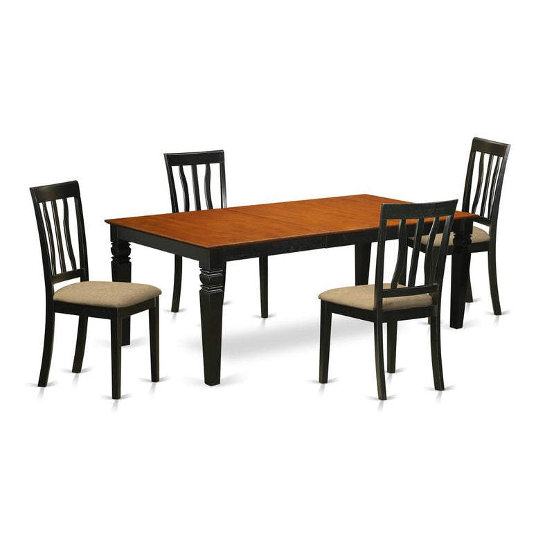 Lgan5-Bch-C 5 Pc Kitchen Table Set With A Dining Table And 4 Kitchen Chairs In Black And Cherry By East West Furniture | Dining Sets | Modishstore