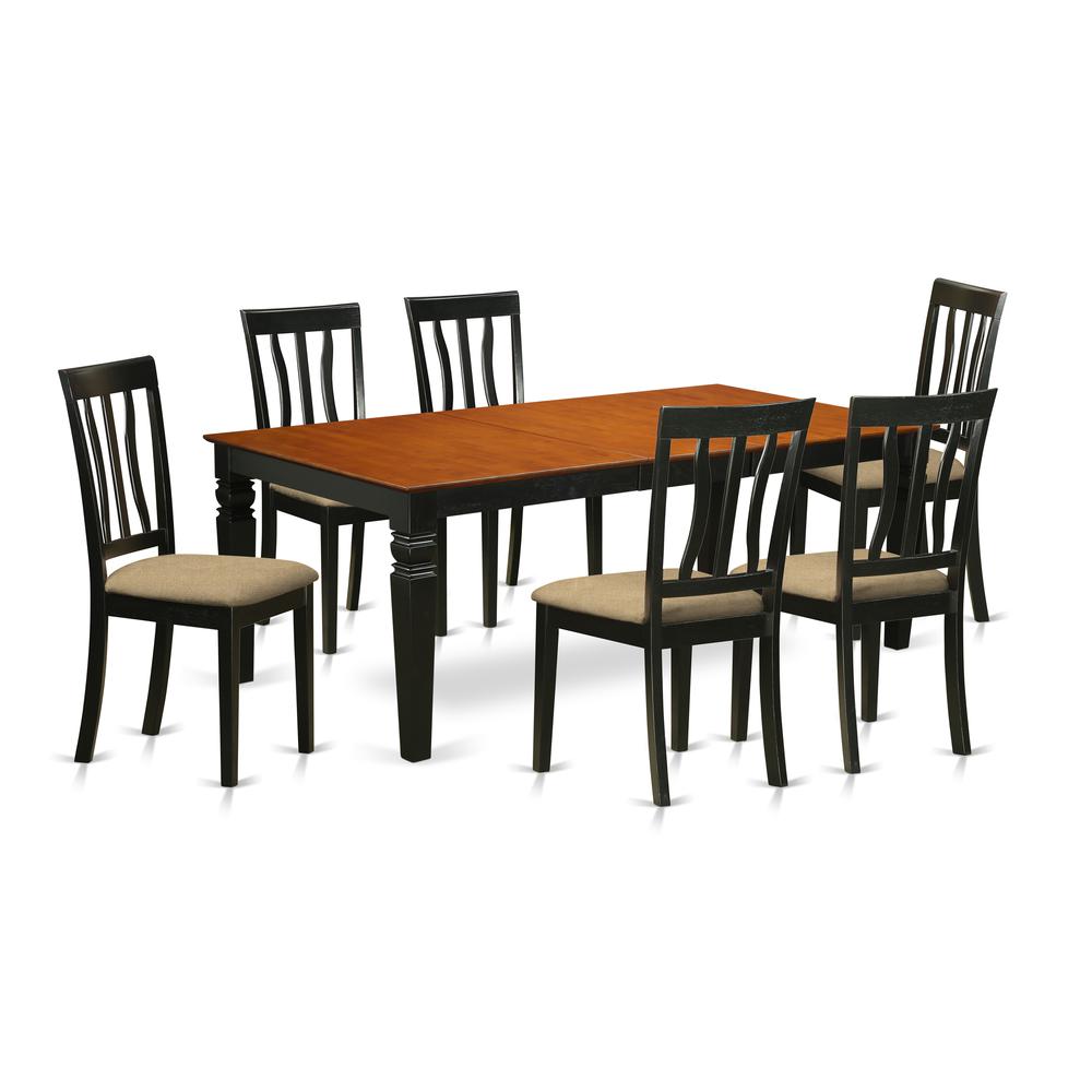Lgan7-Bch-C 7 Pckitchen Table Set With A Dining Table And 6 Kitchen Chairs In Black And Cherry By East West Furniture | Dining Sets | Modishstore