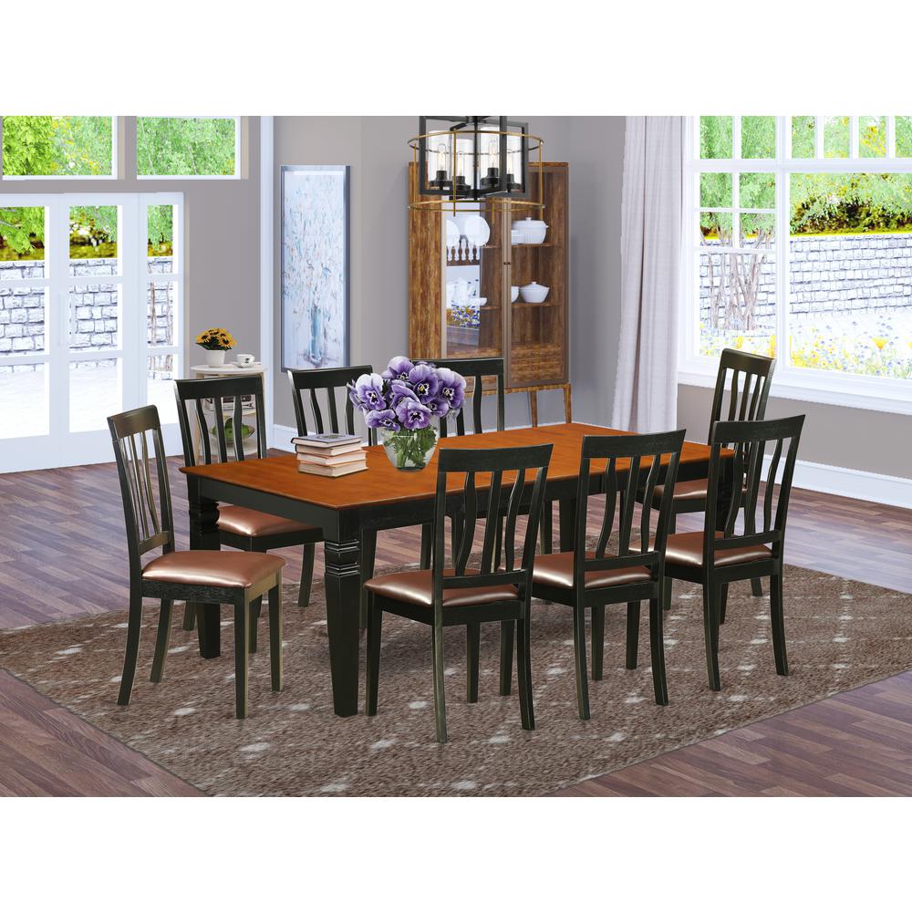 9 Pckitchen Table Set With A Dining Table And 8 Kitchen Chairs In Black And Cherry By East West Furniture | Dining Sets | Modishstore