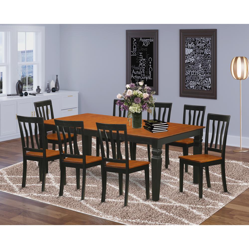 9 Pckitchen Dinette Set With A Table And 8 Dining Chairs In Black And Cherry By East West Furniture | Dining Sets | Modishstore