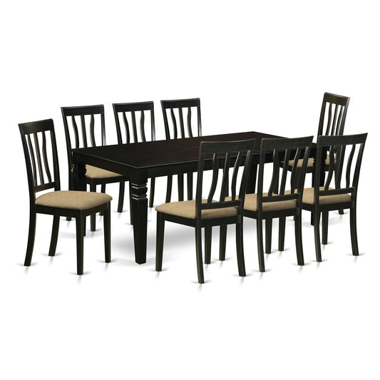 9 Pc Dining Room Set With A Dining Table And 8 Linen Dining Chairs In Black By East West Furniture | Dining Sets | Modishstore